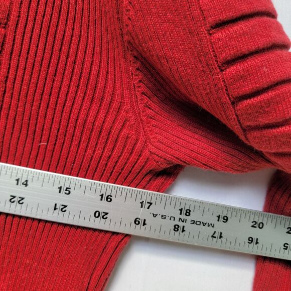 CE & CE Fashion Red Cotton Blend Sweater Ribbed Crew Neck Pull Over Size M - Picture 7 of 10